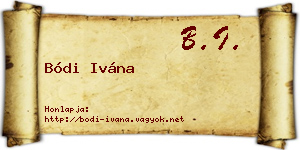 Bódi Ivána névjegykártya